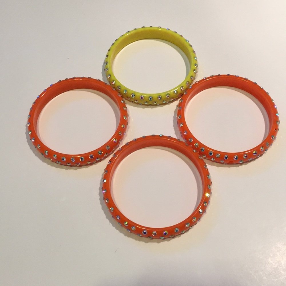 Vintage Plastic Rhinestone Kids Bangle Set - Picture 3 of 3